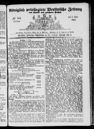 Königlich privilegirte Berlinische Zeitung von Staats- und gelehrten Sachen on Jul 3, 1863