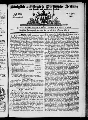 Königlich privilegirte Berlinische Zeitung von Staats- und gelehrten Sachen on Jul 4, 1863