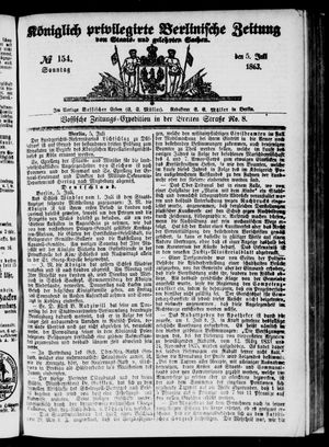 Königlich privilegirte Berlinische Zeitung von Staats- und gelehrten Sachen on Jul 5, 1863