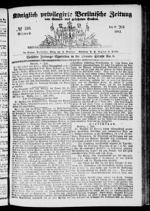 Königlich privilegirte Berlinische Zeitung von Staats- und gelehrten Sachen vom 08.07.1863