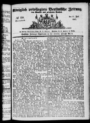 Königlich privilegirte Berlinische Zeitung von Staats- und gelehrten Sachen vom 11.07.1863