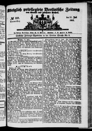 Königlich privilegirte Berlinische Zeitung von Staats- und gelehrten Sachen vom 23.07.1863