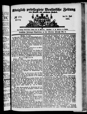 Königlich privilegirte Berlinische Zeitung von Staats- und gelehrten Sachen vom 24.07.1863