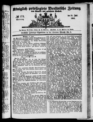 Königlich privilegirte Berlinische Zeitung von Staats- und gelehrten Sachen on Jul 26, 1863
