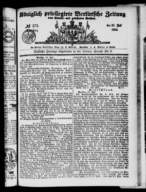 Königlich privilegirte Berlinische Zeitung von Staats- und gelehrten Sachen on Jul 28, 1863