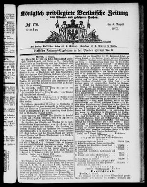 Königlich privilegirte Berlinische Zeitung von Staats- und gelehrten Sachen vom 04.08.1863