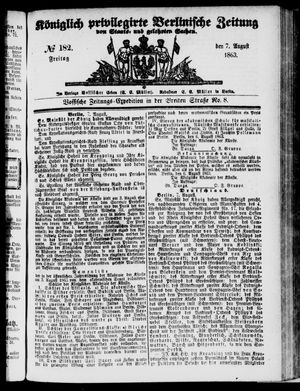 Königlich privilegirte Berlinische Zeitung von Staats- und gelehrten Sachen on Aug 7, 1863