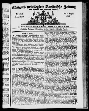 Königlich privilegirte Berlinische Zeitung von Staats- und gelehrten Sachen vom 08.08.1863