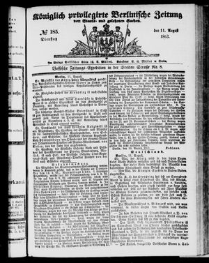 Königlich privilegirte Berlinische Zeitung von Staats- und gelehrten Sachen vom 11.08.1863