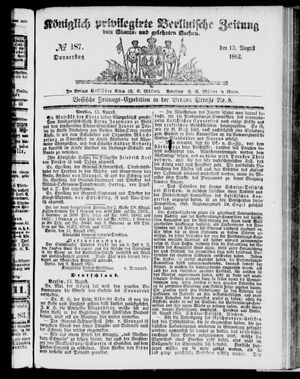 Königlich privilegirte Berlinische Zeitung von Staats- und gelehrten Sachen vom 13.08.1863