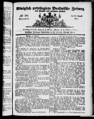 Königlich privilegirte Berlinische Zeitung von Staats- und gelehrten Sachen on Aug 22, 1863