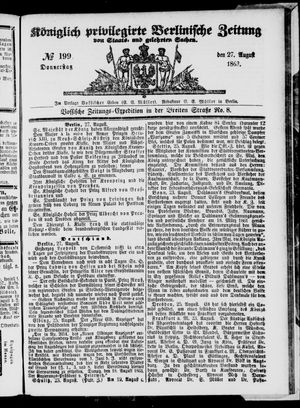 Königlich privilegirte Berlinische Zeitung von Staats- und gelehrten Sachen vom 27.08.1863
