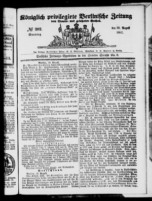 Königlich privilegirte Berlinische Zeitung von Staats- und gelehrten Sachen on Aug 30, 1863