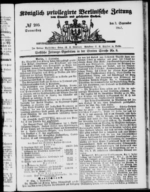 Königlich privilegirte Berlinische Zeitung von Staats- und gelehrten Sachen vom 03.09.1863