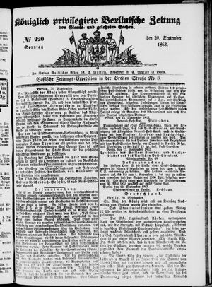 Königlich privilegirte Berlinische Zeitung von Staats- und gelehrten Sachen vom 20.09.1863