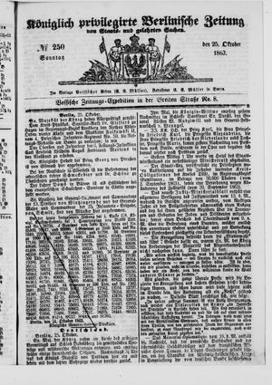 Königlich privilegirte Berlinische Zeitung von Staats- und gelehrten Sachen vom 25.10.1863