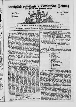 Königlich privilegirte Berlinische Zeitung von Staats- und gelehrten Sachen vom 28.10.1863