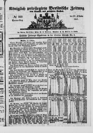Königlich privilegirte Berlinische Zeitung von Staats- und gelehrten Sachen vom 29.10.1863