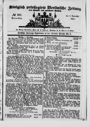 Königlich privilegirte Berlinische Zeitung von Staats- und gelehrten Sachen vom 05.11.1863