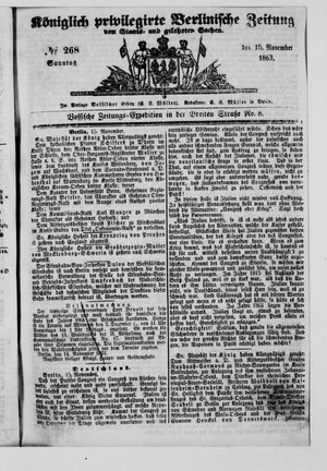 Königlich privilegirte Berlinische Zeitung von Staats- und gelehrten Sachen on Nov 15, 1863