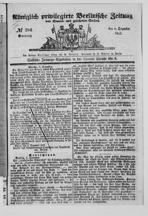 Königlich privilegirte Berlinische Zeitung von Staats- und gelehrten Sachen on Dec 6, 1863
