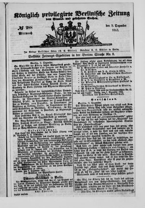 Königlich privilegirte Berlinische Zeitung von Staats- und gelehrten Sachen on Dec 9, 1863