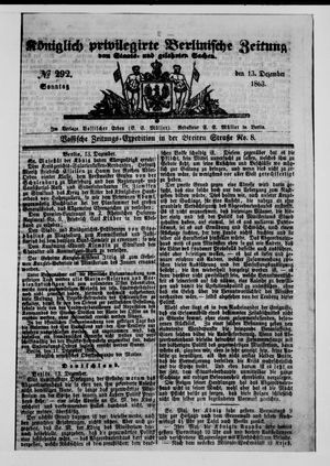 Königlich privilegirte Berlinische Zeitung von Staats- und gelehrten Sachen vom 13.12.1863
