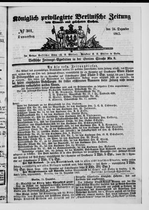 Königlich privilegirte Berlinische Zeitung von Staats- und gelehrten Sachen vom 24.12.1863