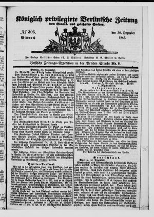 Königlich privilegirte Berlinische Zeitung von Staats- und gelehrten Sachen vom 30.12.1863