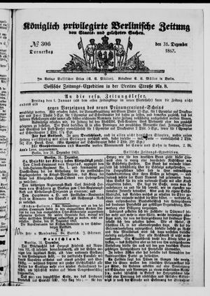 Königlich privilegirte Berlinische Zeitung von Staats- und gelehrten Sachen vom 31.12.1863