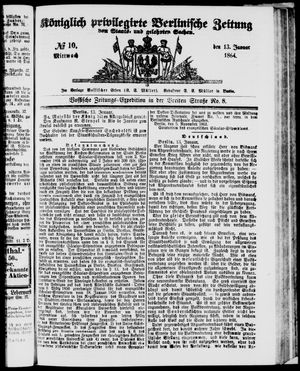 Königlich privilegirte Berlinische Zeitung von Staats- und gelehrten Sachen vom 13.01.1864
