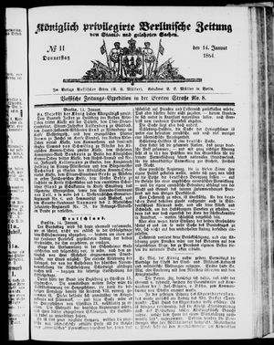 Königlich privilegirte Berlinische Zeitung von Staats- und gelehrten Sachen vom 14.01.1864