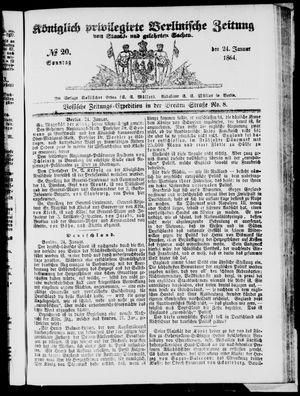 Königlich privilegirte Berlinische Zeitung von Staats- und gelehrten Sachen vom 24.01.1864