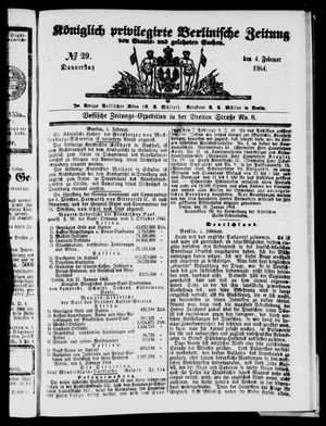 Königlich privilegirte Berlinische Zeitung von Staats- und gelehrten Sachen on Feb 4, 1864