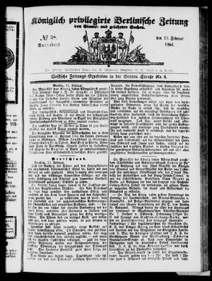 Königlich privilegirte Berlinische Zeitung von Staats- und gelehrten Sachen vom 13.02.1864