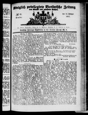 Königlich privilegirte Berlinische Zeitung von Staats- und gelehrten Sachen vom 16.02.1864