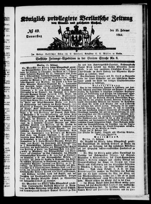 Königlich privilegirte Berlinische Zeitung von Staats- und gelehrten Sachen on Feb 25, 1864