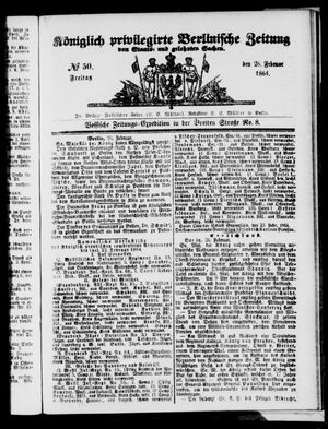 Königlich privilegirte Berlinische Zeitung von Staats- und gelehrten Sachen vom 26.02.1864