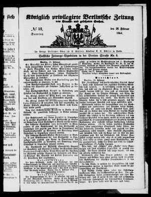 Königlich privilegirte Berlinische Zeitung von Staats- und gelehrten Sachen on Feb 28, 1864