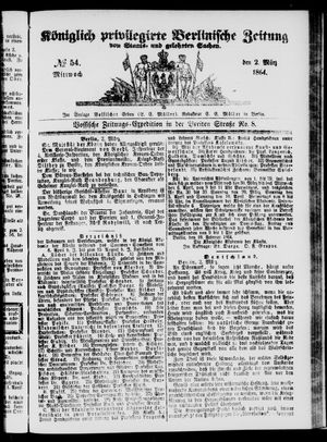 Königlich privilegirte Berlinische Zeitung von Staats- und gelehrten Sachen on Mar 2, 1864