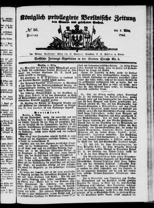 Königlich privilegirte Berlinische Zeitung von Staats- und gelehrten Sachen vom 04.03.1864