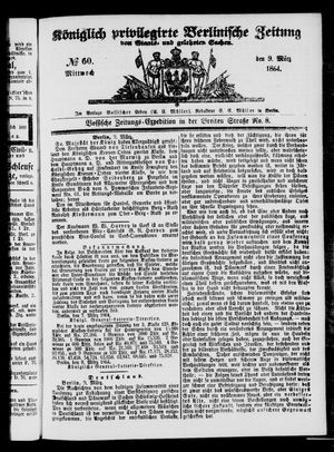 Königlich privilegirte Berlinische Zeitung von Staats- und gelehrten Sachen vom 09.03.1864