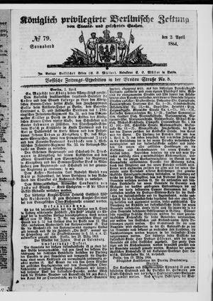 Königlich privilegirte Berlinische Zeitung von Staats- und gelehrten Sachen on Apr 2, 1864