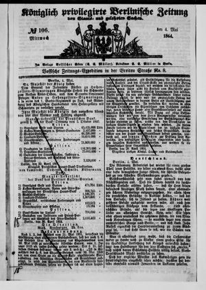 Königlich privilegirte Berlinische Zeitung von Staats- und gelehrten Sachen on May 4, 1864