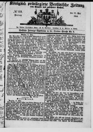 Königlich privilegirte Berlinische Zeitung von Staats- und gelehrten Sachen vom 13.05.1864