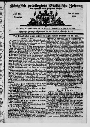 Königlich privilegirte Berlinische Zeitung von Staats- und gelehrten Sachen on May 15, 1864
