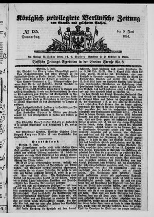 Königlich privilegirte Berlinische Zeitung von Staats- und gelehrten Sachen vom 09.06.1864