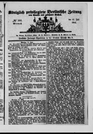 Königlich privilegirte Berlinische Zeitung von Staats- und gelehrten Sachen vom 13.07.1864