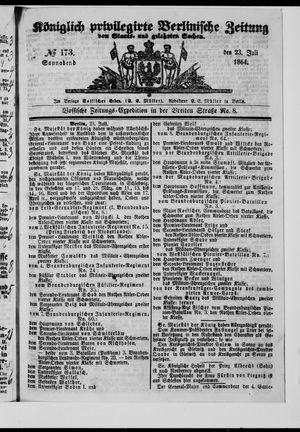 Königlich privilegirte Berlinische Zeitung von Staats- und gelehrten Sachen on Jul 23, 1864
