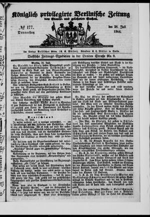 Königlich privilegirte Berlinische Zeitung von Staats- und gelehrten Sachen on Jul 28, 1864